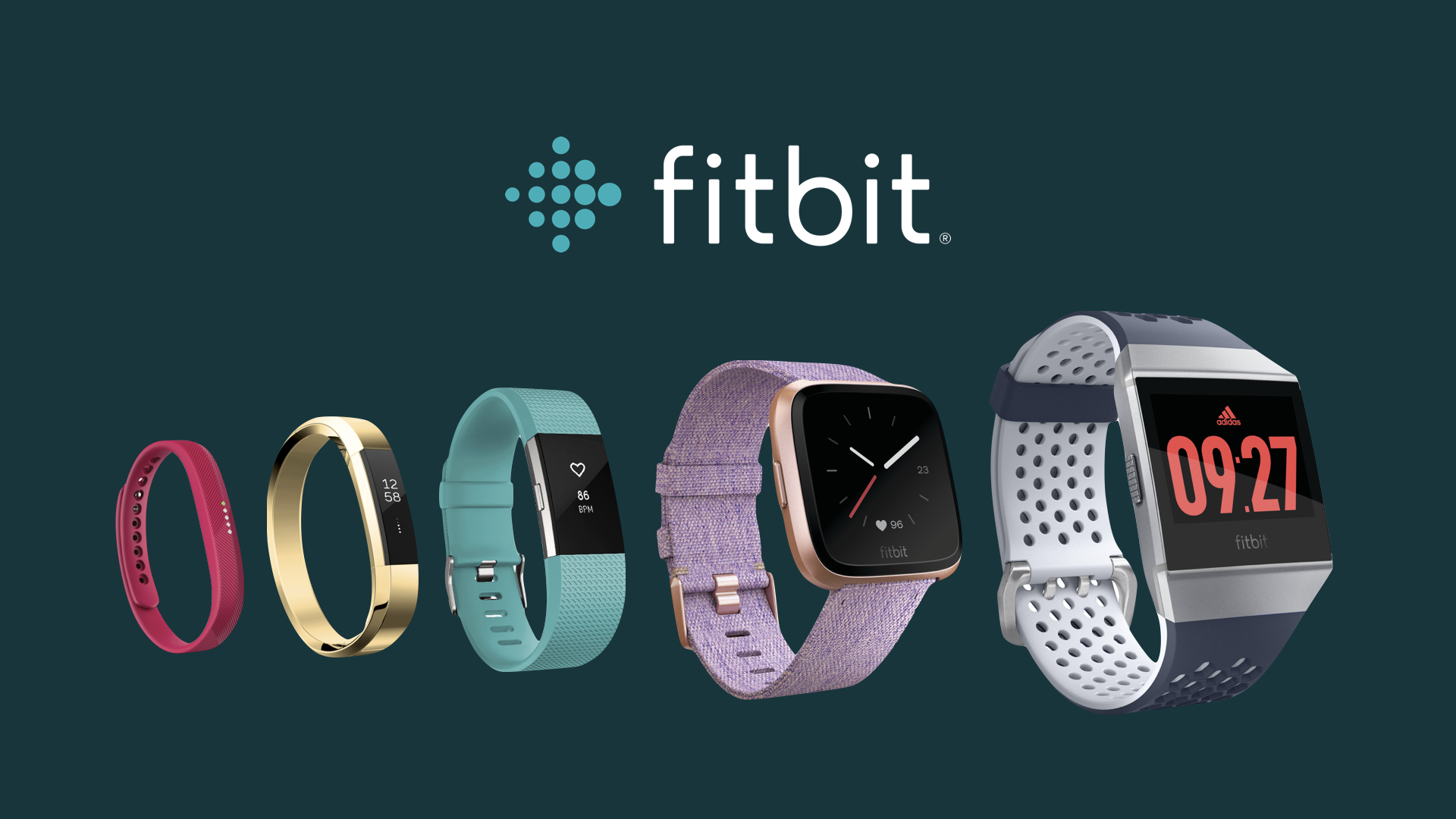 Slide with images of the Fitbit smart watches and activity trackers
