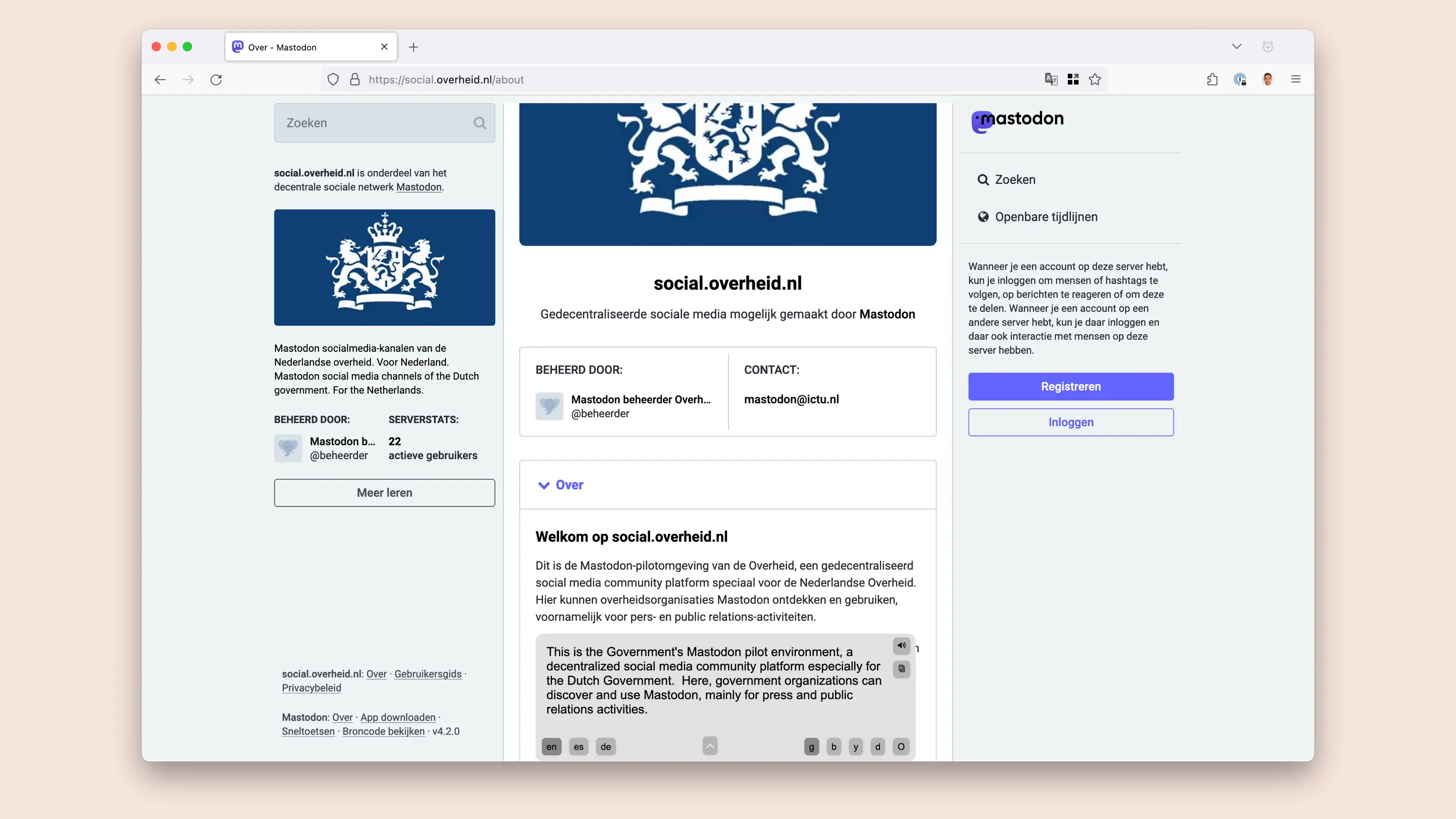 Screenshot of social.overheid.nl